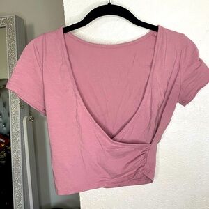Pink crisscross crop top